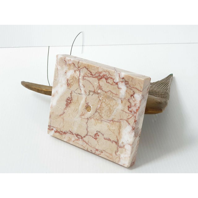 Vintage Bronze Fish on Marble Base, 1950s For Sale - Image 4 of 6