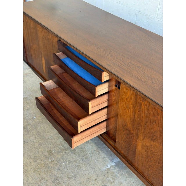 Wood Rosewood Sideboard Long Sliding Door Credenza Denmark Mid-Century Modern 1960s For Sale - Image 7 of 10