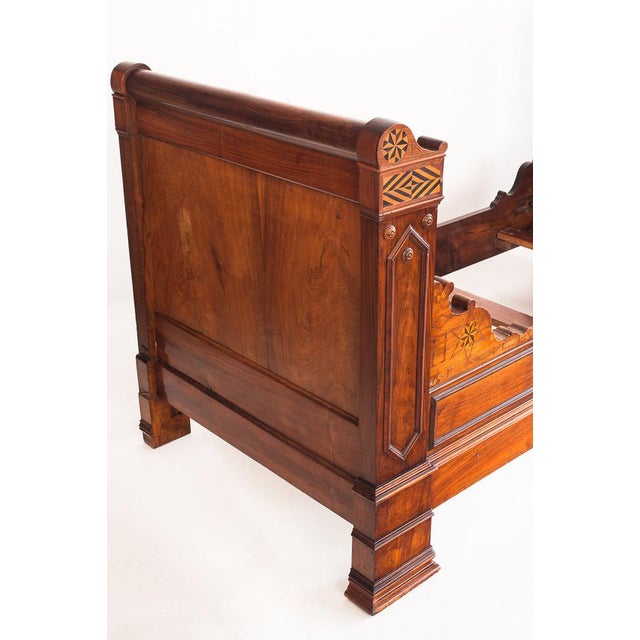 Walnut Single Bed with Marquetry Details, France, 1930s For Sale - Image 9 of 18