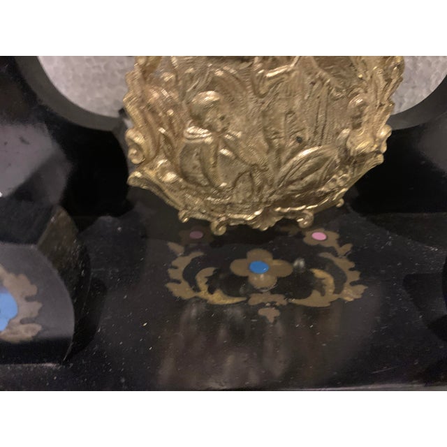 Napleon III Portico Clock in Brass Marquetry, 1800s For Sale - Image 6 of 9