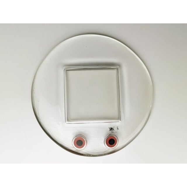 Nice ashtray in clear Murano glass and murrine by VeArt. Original label. Signature engraved. This piece has an attribution...