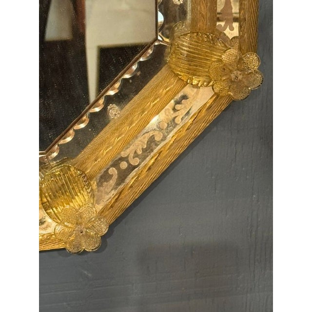 Mid 20th Century Vintage Venetian Etched Glass Mirror For Sale - Image 5 of 8