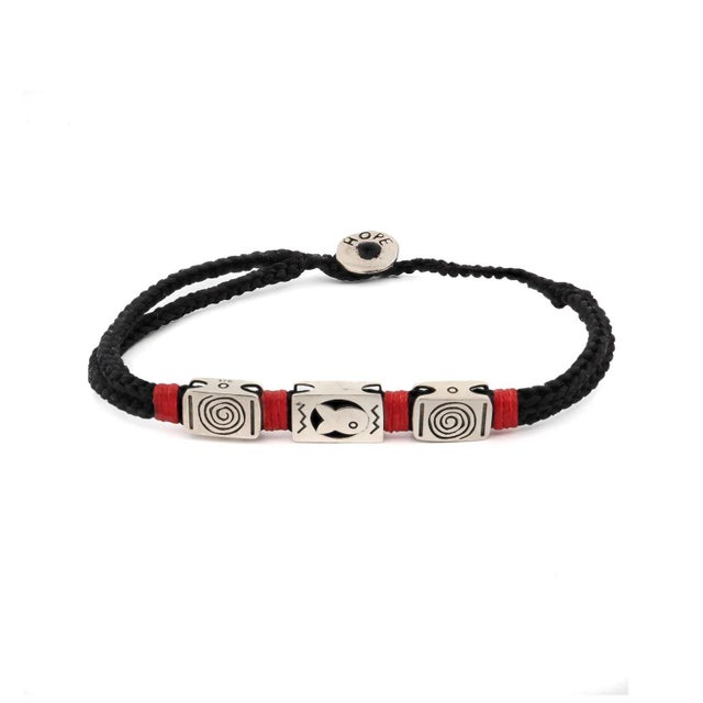 Sterling Silver Fish & Soul Black Woven Striking Hope Bracelet For Sale In Miami - Image 6 of 6