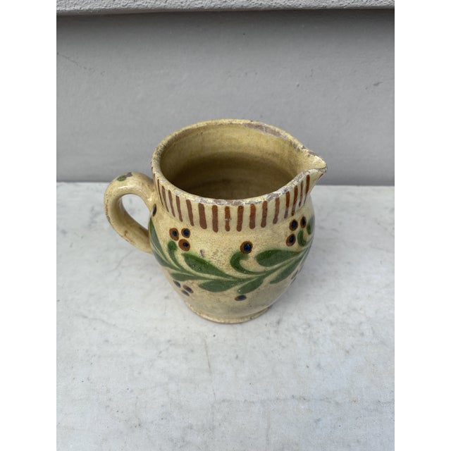 French Pottery Pitcher Savoie With Leaves , Circa 1890.