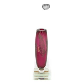 Illegibly Signed Postmodern Geometric Glass Vase, 1998 For Sale