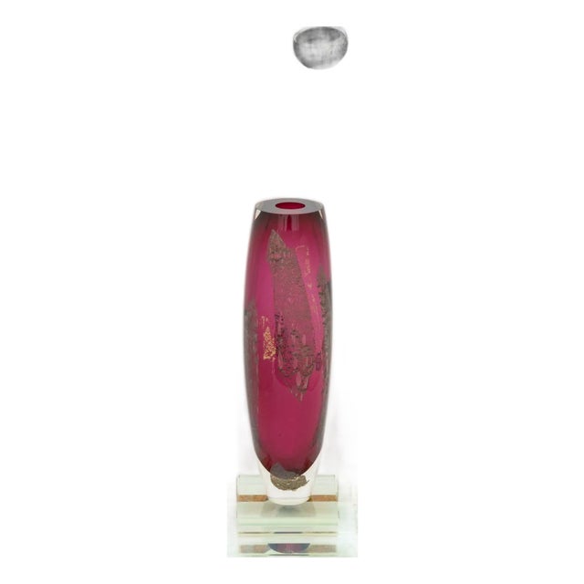 Illegibly Signed Postmodern Geometric Glass Vase, 1998 For Sale