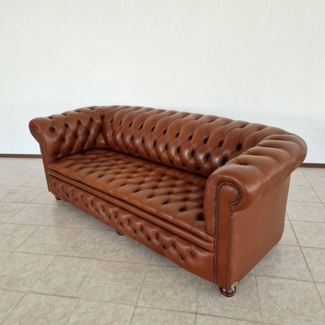 Chesterfield 3-Seater and 2-Seater Sofas with Ottoman, 1970s, Set of 3 For Sale - Image 4 of 13