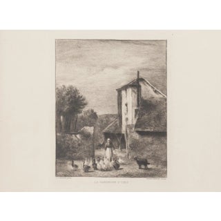 La Gardeuse D'Oies Etching by Ch. Bourgeat after Constant Troyon, 1900 For Sale