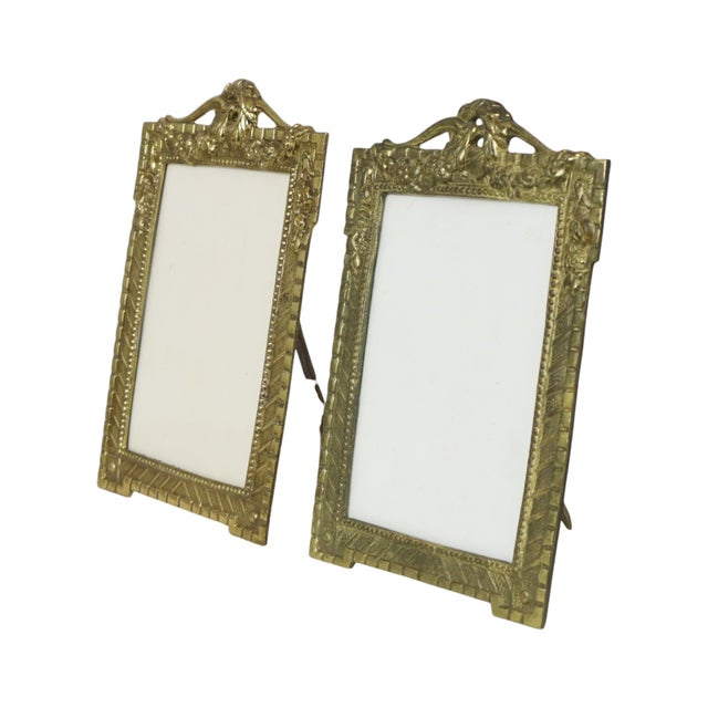 Antique French Polished Brass Photo Frames, 1890s, Set of 2 For Sale - Image 11 of 18