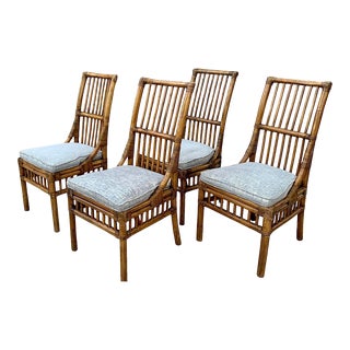 Henredon French Bistro Style Rattan Dining Chairs, Set of 4 For Sale