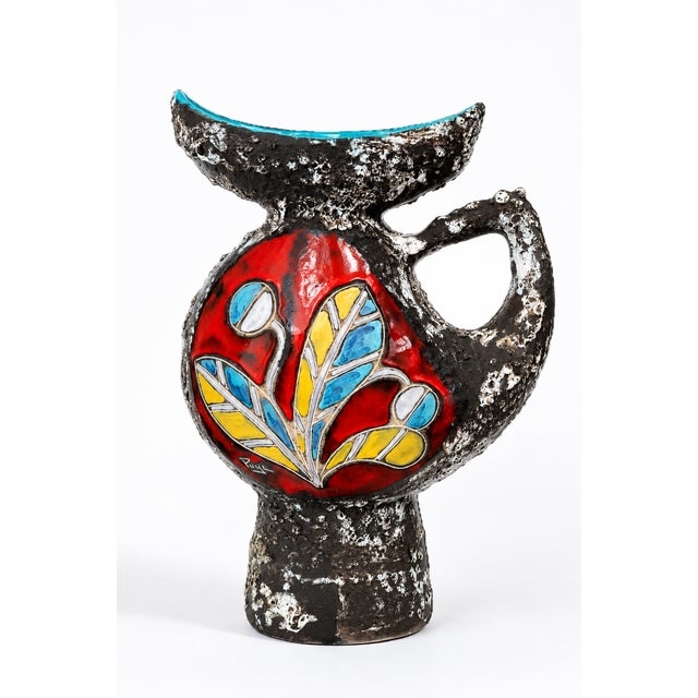 Large Brutalist Ceramic Pitcher by Pugi, Monaco, 1970s For Sale - Image 12 of 12