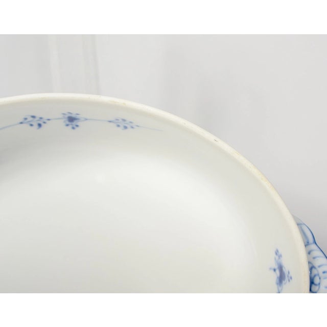 Royal Copenhagan Vintage Royal Copenhagen Blue Fluted Plain Tureen Covered Bowl For Sale - Image 4 of 6
