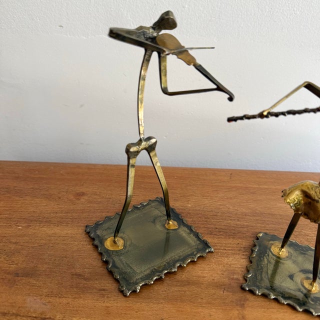 Contemporary Late 20th Century Pair of Metal Brutalist Instrumentalists For Sale - Image 3 of 6