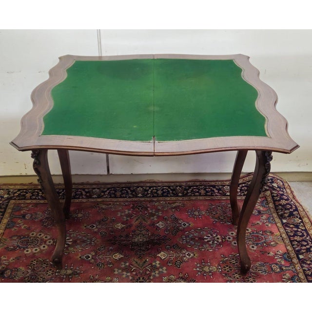 Wood Louis XV Games Table in Marquetry and Mahogany For Sale - Image 7 of 9