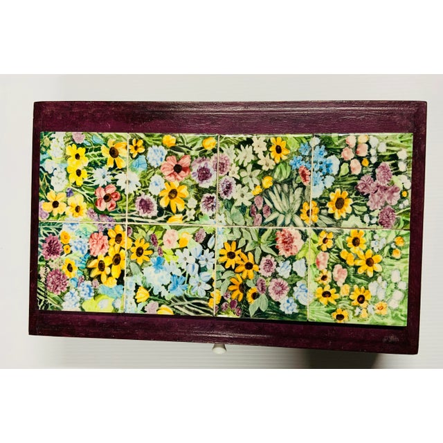 1998 Original Painted Tile and Wood Box by Nancy Weinberg For Sale - Image 10 of 10