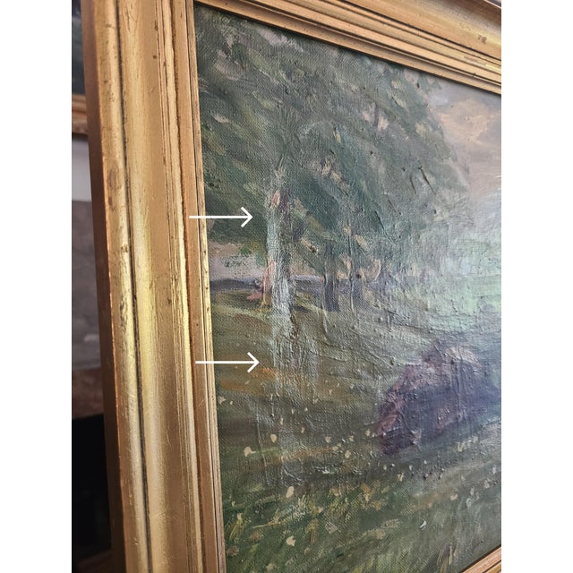 1930s Oil Painting Rural Countryside Landscape With Cow For Sale - Image 15 of 16