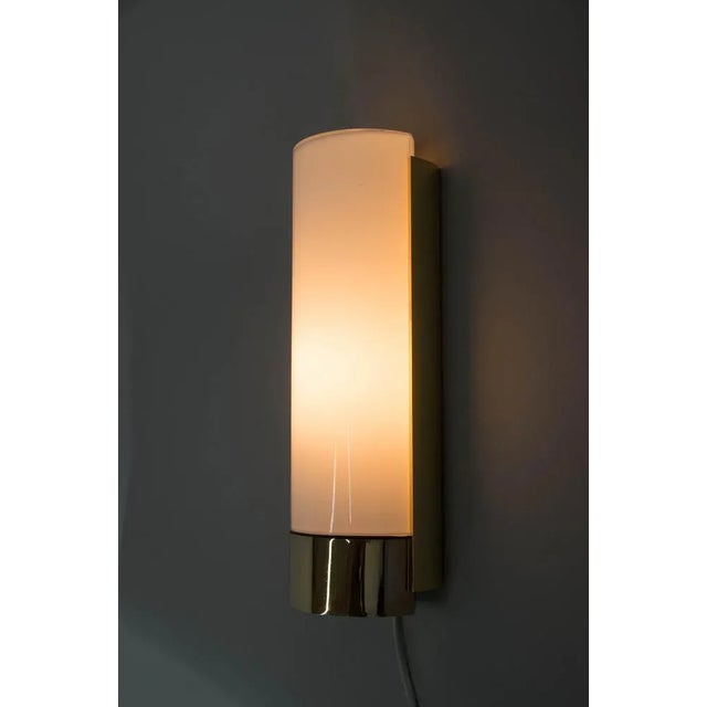 1970s Brass and Opaline Glass Wall Lamp from Glashutte Limburg, 1970s For Sale - Image 5 of 12