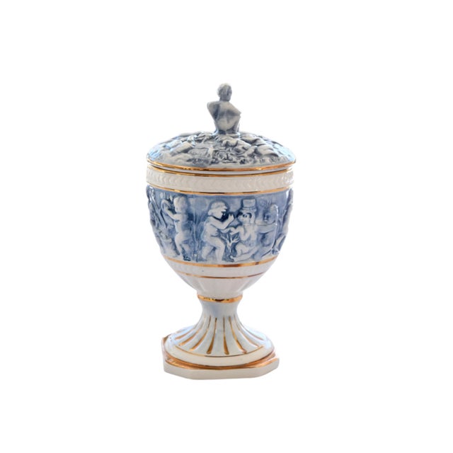 Capodimonte Cherub Urn With Lid For Sale - Image 11 of 14