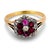 Victorian Late 19th Century Victorian Ruby Diamond Cluster 18k Yellow Gold Silver Ring, Size 7.75 For Sale - Image 3 of 6