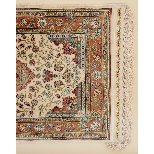 Late 20th Century Signed Persian Tabriz Silk Rug, 3' X 1' 7.5" For Sale - Image 5 of 9