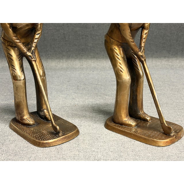 Gold Vintage Brass Golf Player Bookends - A Pair For Sale - Image 8 of 9