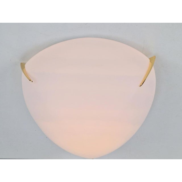 Regency Brass & White Glass Ceiling Lamp, 1970s For Sale - Image 9 of 15