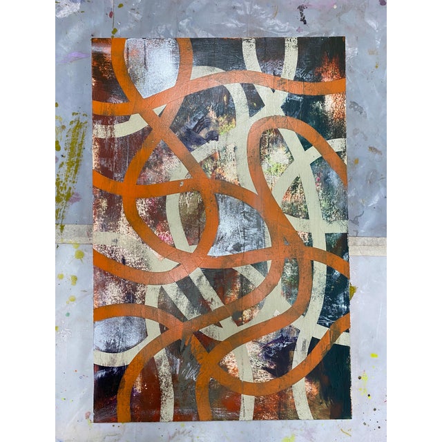 William Finlayson William Finlayson Jr. Original Mixed Media Painting on Panel “Burnt Orange Ribbons” 2020 For Sale - Image 4 of 6