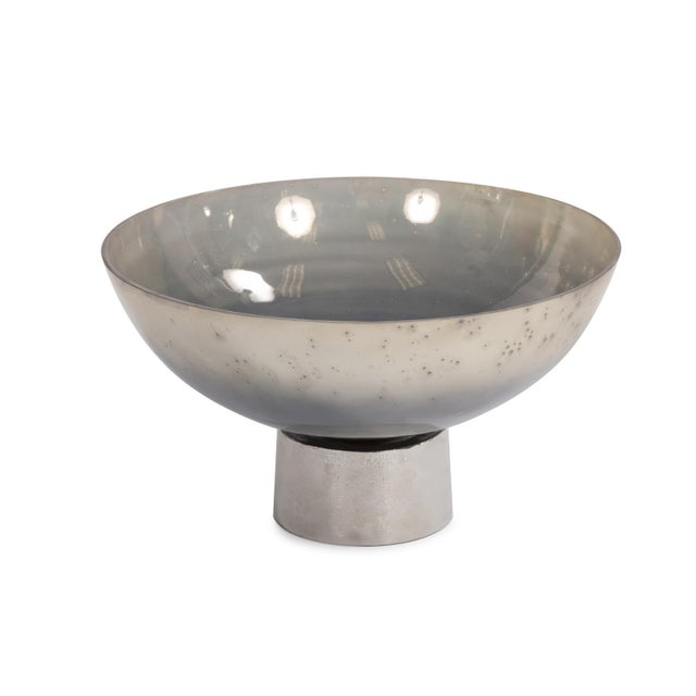 Round Grotto Glass Footed Bowl For Sale - Image 11 of 11