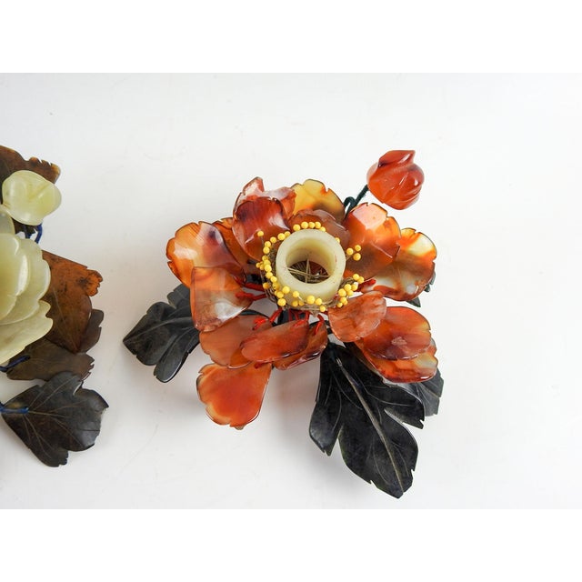 Vintage Carved Jade Agate Flower Candle Holders a Pair Chairish
