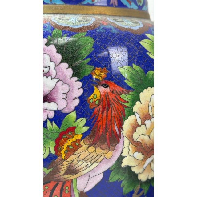 Pair of Chinese Cloisonne Enamel Vases Gold Floral Scrolls For Sale In New York - Image 6 of 13