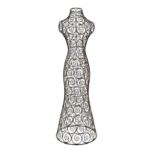 Late 20th Century Black & Gilt Scrollwork Wire Dress Form Sculpture — Boutique Style Mannequin Art Object