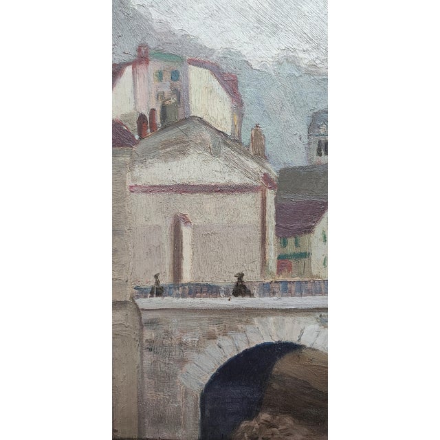 Marcel Ducret, Landscape at the Bridge, 1950s, Oil & Wood For Sale - Image 4 of 11