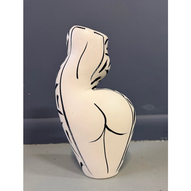 2000s Ceramic Vase With a Woman’s Figure by Donna Polseno Mid Century For Sale - Image 4 of 7