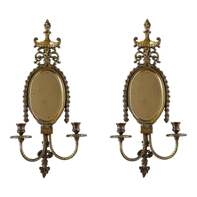 Brass Wall Scomces Circa 1940’s - A Pair For Sale