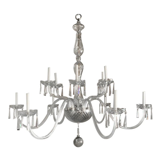 1990s Large Transitional Czech Crystal Chandelier For Sale