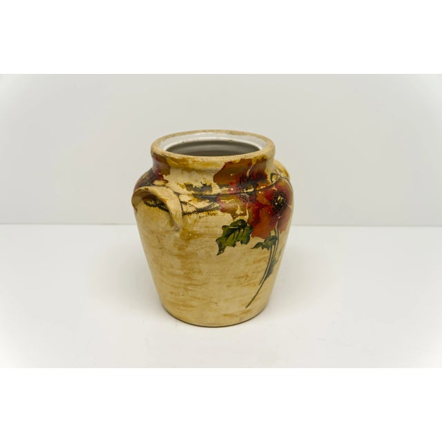 1960s Ceramic Marmalade Jar Vase With Hand Painted Poppy Flowers For Sale - Image 5 of 7
