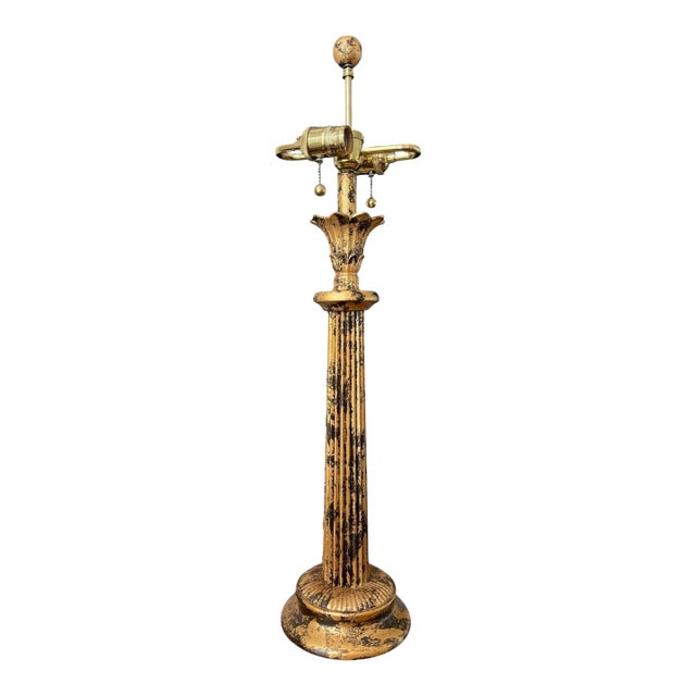 Frederick Cooper Antiqued Gilt Neoclassical Fluted Column Table Lamp For Sale
