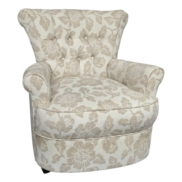 Linen Boudoir Chair, 1970s For Sale