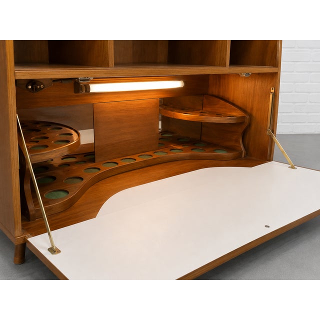 Mid Century Modern Liquor Cabinet Bar | Walnut Bookcase Wall Unit, C. 1960's For Sale - Image 9 of 14