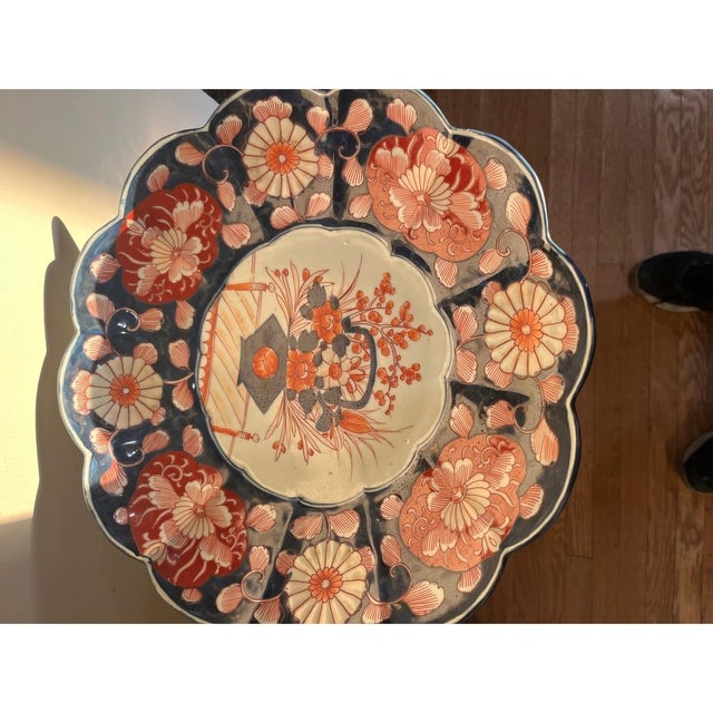 Late 19th Century Large 14" Antique Japanese Imari Charger Meiji Period Scalloped Porcelain Plate For Sale - Image 5 of 7