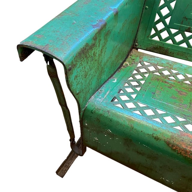 American Porch Glider with Original Green Paint by Bunting, 1950s For Sale - Image 4 of 6