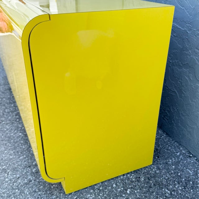 Postmodern Yellow Gloss Laminate Waterfall Dresser For Sale - Image 9 of 11