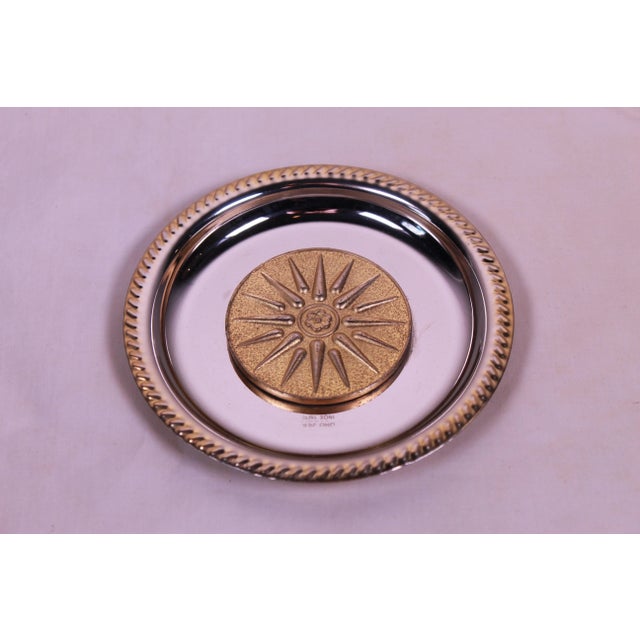 Antique Gold 24k & Stainless Steel Ornamented With the Ancient Macedonian Symbol or the “Vergina Star” Small Tray For Sale In New York - Image 6 of 6