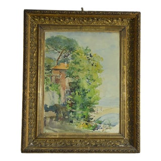 Ugo Matania, Mediterranean Landscape, Original Watercolor For Sale