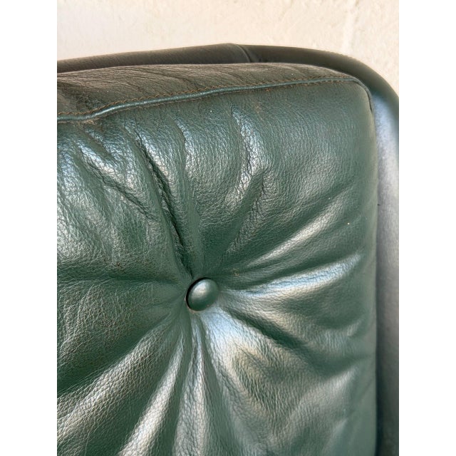 Green In Style of Hw Klein for Bramin Green Leather Swivel Lounge Chair Danish Mid-Century Modern 1960s For Sale - Image 8 of 10