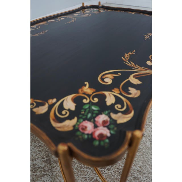 Regency Style Black & Gold Painted Iron Base Tray Table For Sale - Image 11 of 14