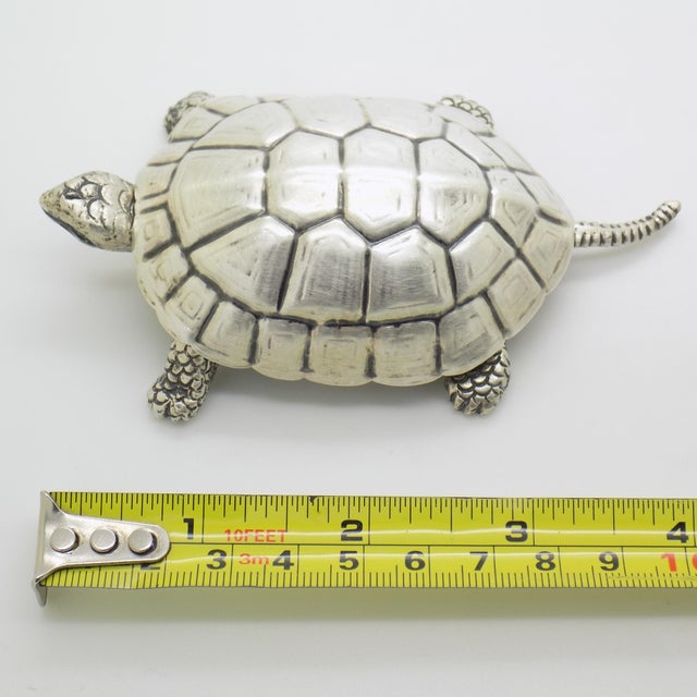 3.66-oz. Vintage Italian Handmade Genuine Silver Large Turtle Decorative Box, Made in Vercelli (Italy) For Sale - Image 12 of 12