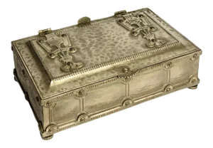 Old World Vintage Silver Metal Footed Decorative Box
