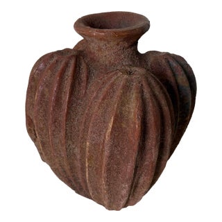 Vintage Organic Cactus Shape Clay Vase For Sale