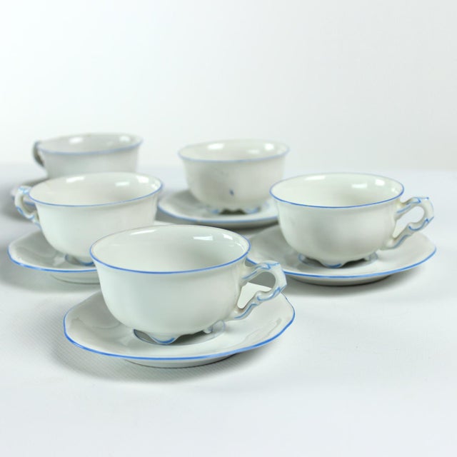 Beautiful set of tea /coffee set in white porcelain by pirkenhammer brezova, 1950s. Original label visible on each piece....